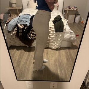 Cream Wide Leg Pants with High Waist and Full Length